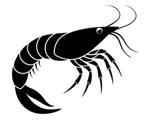 shrimp icon,shrimp black silhouette vector on white background