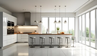 Interior of a Modern Kitchen with Clean Lines