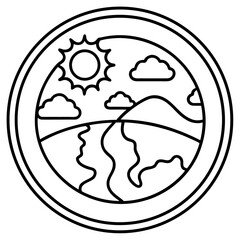 Earth Day Line Art Icon Vector – Simple & Modern Minimalist Environmental Symbol