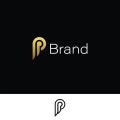 Luxury Letter P or PP Winged Monogram isolated with white background. 