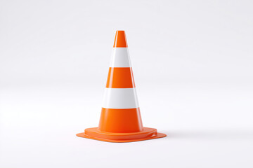Orange traffic cone with white stripes stands prominently on a clean, minimalistic background, symbolizing road safety and construction zones in urban environments