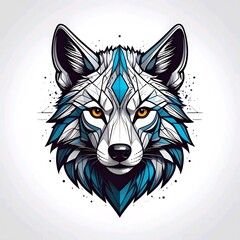 Geometric Abstract Wolf Head Vector Drawing