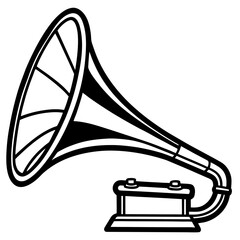 Retro Gramophone Horn – outline art vector
