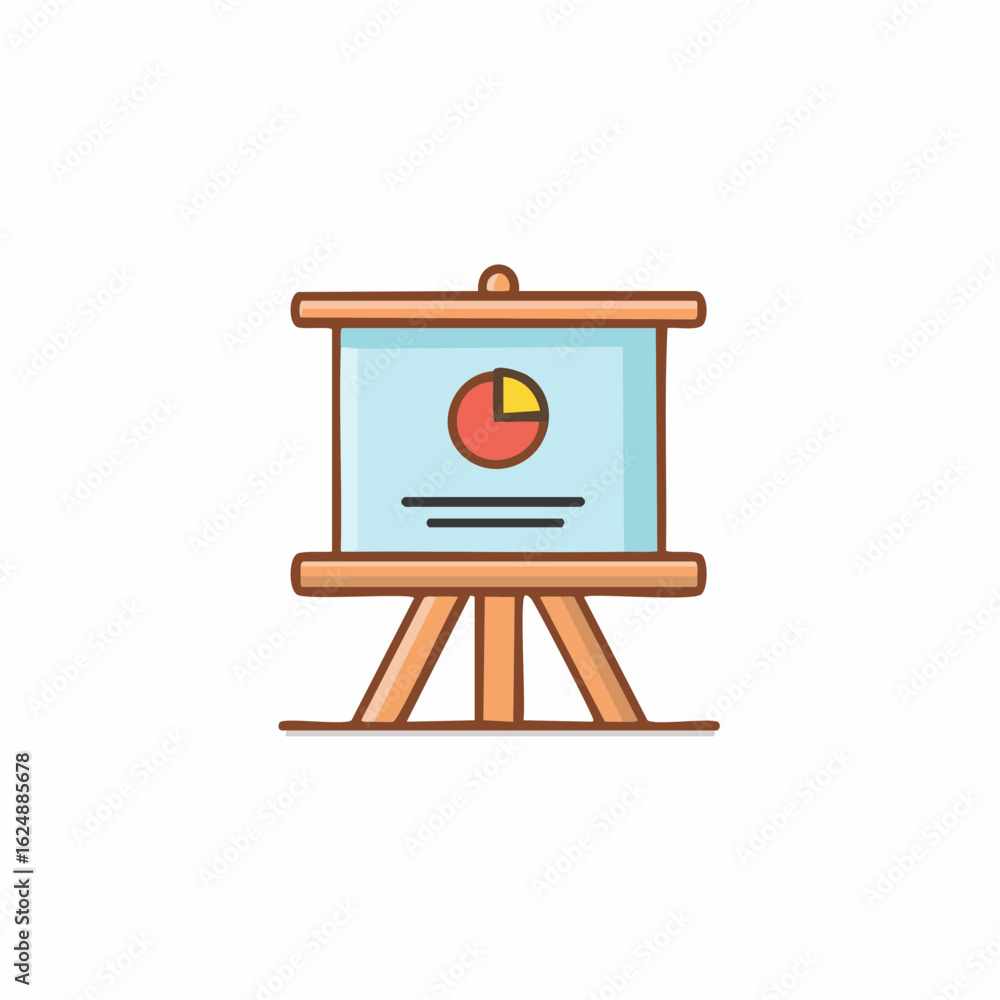 Poster presentation board displaying a simple pie chart graph and horizontal lines