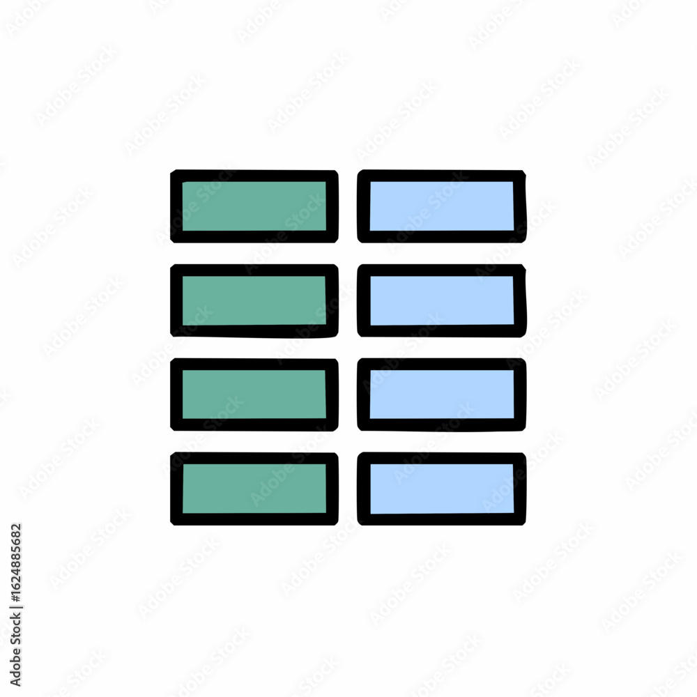 Aufkleber Rectangles in Pattern Green and Blue Simple Design Blocks Grid Rows Elements Design