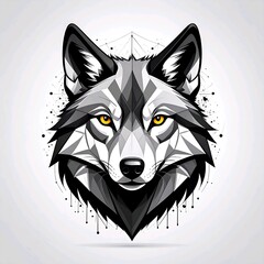 Geometric Abstract Wolf Head Vector Drawing
