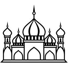 Minimal Mosque Dome Line Art