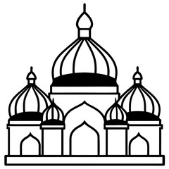 Minimal Mosque Dome Line Art