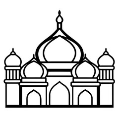 Minimal Mosque Dome Line Art