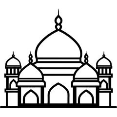 Minimal Mosque Dome Line Art