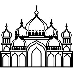 Minimal Mosque Dome Line Art
