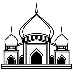Minimal Mosque Dome Line Art
