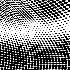 Abstract halftone wave dotted background. Halftone twisted grunge pattern, dot, circle.  Vector modern optical halftone pop art texture for poster, business card, cover, label mock-up, sticker layout
