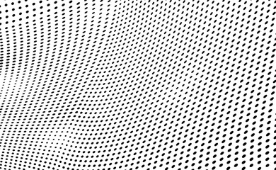 Abstract halftone wave dotted background. Halftone twisted grunge pattern, dot, circle.  Vector modern optical halftone pop art texture for poster, business card, cover, label mock-up, sticker layout