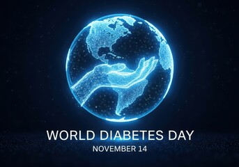World diabetes day global awareness with caring hands and earth