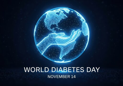 World diabetes day global awareness with caring hands and earth - Powered by Adobe