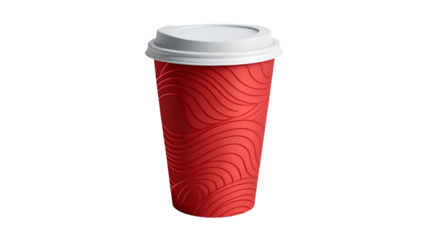 red paper coffee cup for mockup isolated on transparent background