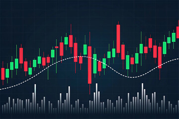 Dynamic Stock Market Chart A Visual Representation of Financial Data with Upward and Downward Trends Depicted in Green and Red