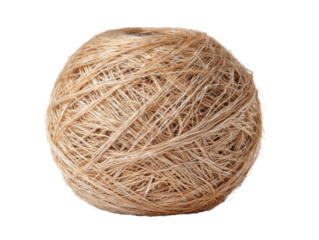 Crafting with natural twine diy projects at home indoor close-up. Isolated on transparent background, png.