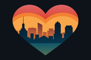 Fototapeta premium silhouette skyline inside a heart shape .eps