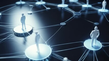 interconnected business relationships. Professionals connected through digital networks. Dynamic 3D rendering, strategic teamwork collaboration. 4k video - Powered by Adobe