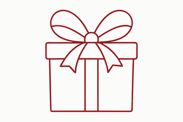simple line drawing of a wrapped christmas gift w (1).eps