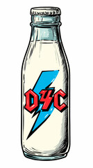 ACDC Inspired Milk Bottle Vector Design Perfect for Rock Music Fans Unique Graphic Art for Merchandise and Collectibles