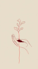 nurturing nature a serene moment of hands cradling a delicate green plant symbolizing growth and hope in a minimalist serene setting