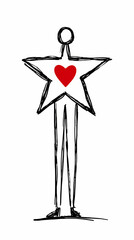 captivating design of a star shaped red heart with a unique artistic flair showcasing love and creativity in modern graphic art