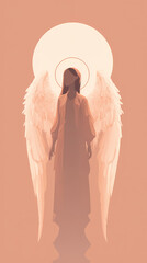 stunning angelic female figure with ethereal wings and a glowing halo perfect for inspiring spiritual artwork or uplifting home decor