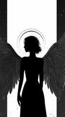 Enchanting Female Angel Poster Featuring Ethereal Wings and a Divine Halo Captivating Spiritual Art for Home Decor and Inspiration