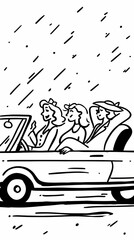 three stylish women enjoying a luxurious ride in an elegant black limousine showcasing their fashion choices and social dynamics in a glamorous urban setting