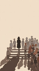 vibrant silhouettes of a joyful children's choir harmonizing in a lively performance atmosphere evoking unity and inspiration in a community setting