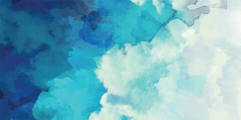 Abstract Blue and White Watercolor Splatter Background.