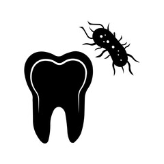  vector tooth bacteria icon white on background
