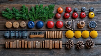 Children’s musical instrument set with mini drums, maracas, and tambourines for early rhythm play