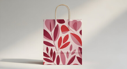 Red Leaf Pattern Eco Tote Bag Mockup