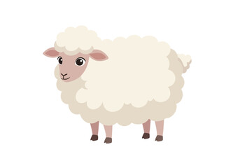 Fluffy sheepish charm A cartoon lamb stands in simple solitude