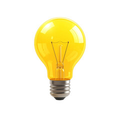 Glowing Yellow Lightbulb On Transparent Background Representing Idea And Innovation