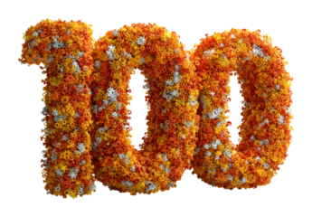 Celebrating 100 years of creativity colorful floral design artistic view joy isolated on transparent background