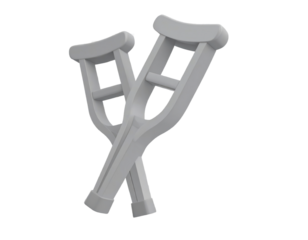 Grey Crutches Crossing Isolated Against Transparent Background Medical Support Equipment