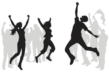 silhouettes of a lively crowd jumping and dancing