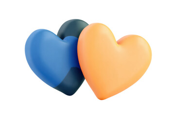Fototapeta premium Vibrant abstract heart shapes symbolizing love in digital art. Isolated on transparent background, png.