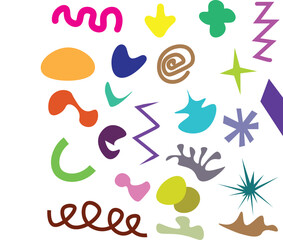 Colorful Memphis Abstract Vector Shapes