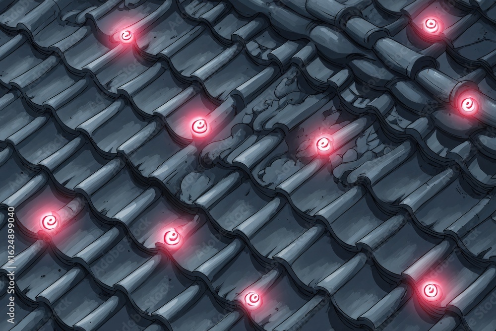 Aufkleber the roof takes on a fantastical quality as it is illuminated by a dazzling array of colorful lights 