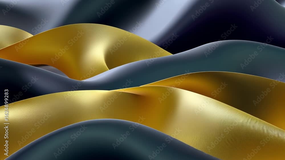 Aufkleber elegant flowing fabric waves luxurious abstract of gold and dark textures with smooth movement and d