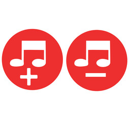 Cute cartoon hand drawn vector Plus and minus  Song Icons.