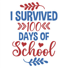 100 Days of School Kids Typography T-Shirt Design Vector Illustration for Kindergarten and Elementary