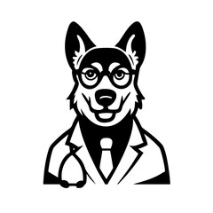 German Shepherd Vet in Doctor Suit SVG Vector Icon