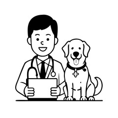 Friendly Veterinarian with Golden Retriever - Vet Clinic SVG Illustration